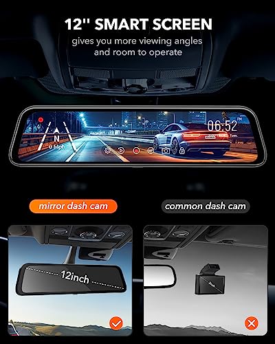 12" WOLFBOX G840S 4K Mirror Dash Cam