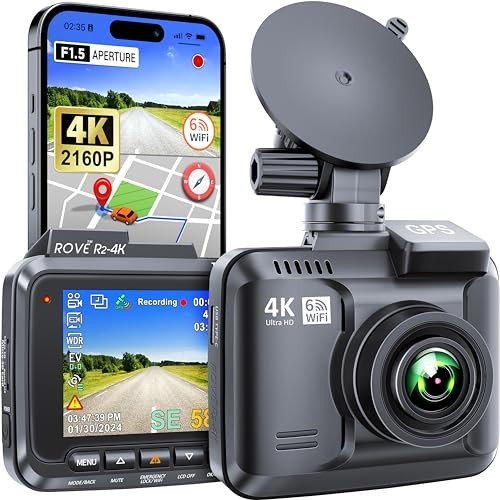 ROVE R2-4K Dash Cam with WiFi, GPS, UHD, 2.4" Screen