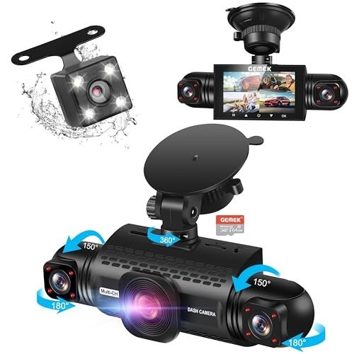 GEMEK 4-Channel 360° Dash Cam with Night Vision