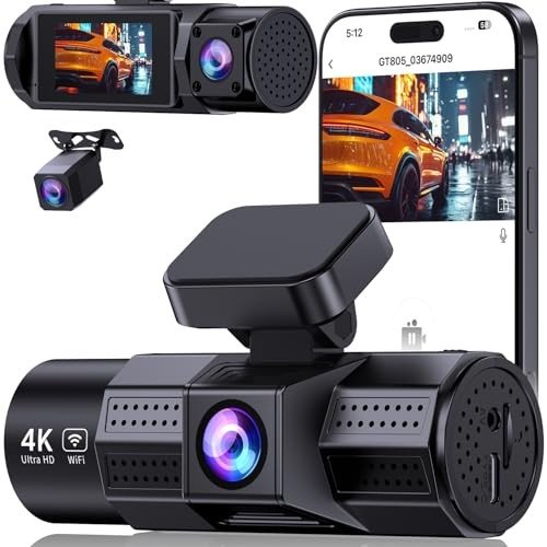 4K Triple Channel Dash Cam with Night Vision