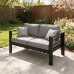 All-Weather Metal Loveseat with Thick Cushions