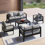 All-Weather Metal Loveseat with Thick Cushions