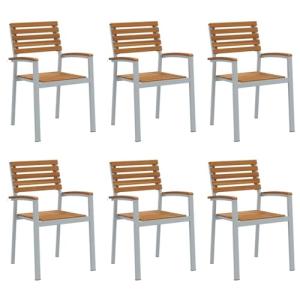 Brown Acacia Wood Garden Chair Set of 6