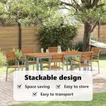 Brown Acacia Wood Garden Chair Set of 6