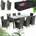 8-Person Polyrattan Garden Dining Set with Cushions