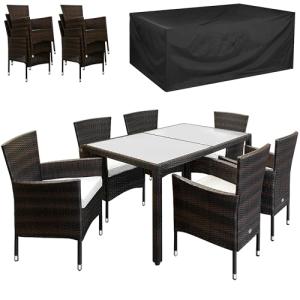 6-Person Polyrattan Garden Dining Set with Cushions