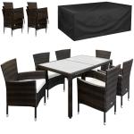 6-Person Polyrattan Garden Dining Set with Cushions