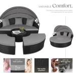 Modular Rattan Garden Daybed with Canopy - Black