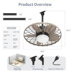 20 Inch Waterproof Outdoor Ceiling Fan with Remote