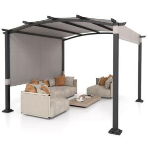 Large Retractable Pergola with Sun Shade Canopy