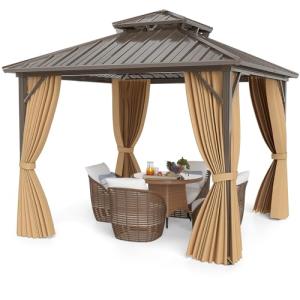 COSTWAY 3x3m Heavy-Duty Aluminum Gazebo with Netting