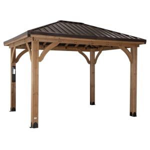 Cedar Wood Gazebo with Steel Roof for Outdoors