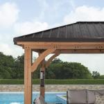 Cedar Wood Gazebo with Steel Roof for Outdoors