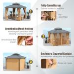 COSTWAY 3x3m Heavy-Duty Aluminum Gazebo with Netting