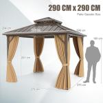 COSTWAY 3x3m Heavy-Duty Aluminum Gazebo with Netting