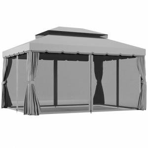 Outsunny 3x4m Light Grey Garden Gazebo with Nets