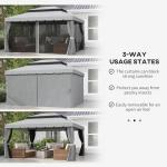 Outsunny 3x4m Light Grey Garden Gazebo with Nets