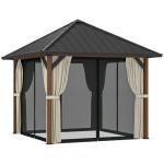 Outsunny 3x3m Hardtop Garden Gazebo with Curtains