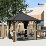 Outsunny 3x3m Hardtop Garden Gazebo with Curtains