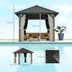 Outsunny 3x3m Hardtop Garden Gazebo with Curtains