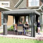 Light Grey Patio Gazebo with Mosquito Netting
