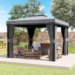 Light Grey Patio Gazebo with Mosquito Netting