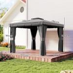 Light Grey Patio Gazebo with Mosquito Netting