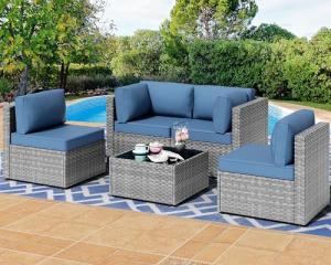 Shintenchi 5-Piece Outdoor Patio Sectional Sofa Set