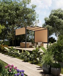 10' x 10' Metal Pergola with Sun Shade