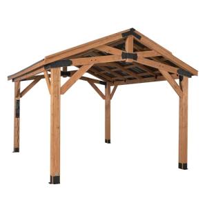 Cedar Wood Gazebo with Hardtop Outdoor Shelter