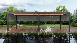 Athena Aluminium Pergola with LED Lights and Curtains