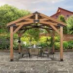 Cedar Wood Gazebo with Hardtop Outdoor Shelter