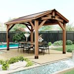 Cedar Wood Gazebo with Hardtop Outdoor Shelter