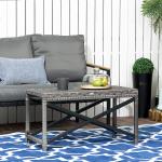 Outsunny Wicker Outdoor Coffee Table and Rattan Side Table