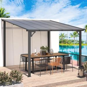 Aluminium 3x3m Wall-Mounted Gazebo for Garden