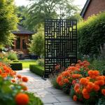 Black Metal Garden Screen Panel - 1.8m Privacy Divider