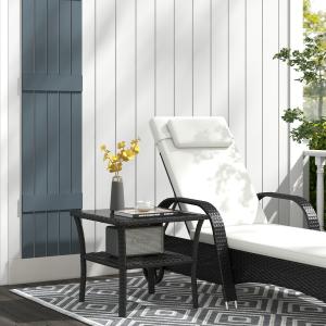 50cm Rattan Outdoor Coffee Table with Glass Top