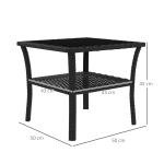 50cm Rattan Outdoor Coffee Table with Glass Top