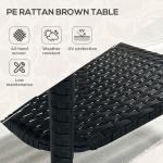 50cm Rattan Outdoor Coffee Table with Glass Top