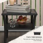 50cm Rattan Outdoor Coffee Table with Glass Top