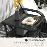 50cm Rattan Outdoor Coffee Table with Glass Top