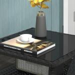50cm Rattan Outdoor Coffee Table with Glass Top