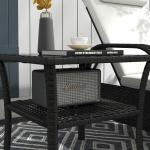 50cm Rattan Outdoor Coffee Table with Glass Top