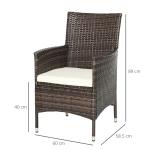 Brown Rattan Outdoor Dining Chair Set - 2 Pieces
