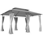 Outsunny 3x4m Dark Grey Garden Gazebo with Sides