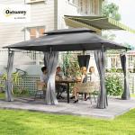 Outsunny 3x4m Dark Grey Garden Gazebo with Sides