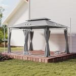 Outsunny 3x4m Dark Grey Garden Gazebo with Sides