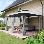 Outsunny 3x4m Dark Grey Garden Gazebo with Sides
