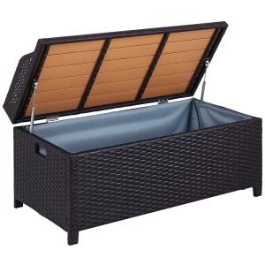 Mixed Brown Rattan Outdoor Storage Bench
