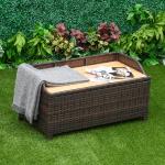 Mixed Brown Rattan Outdoor Storage Bench